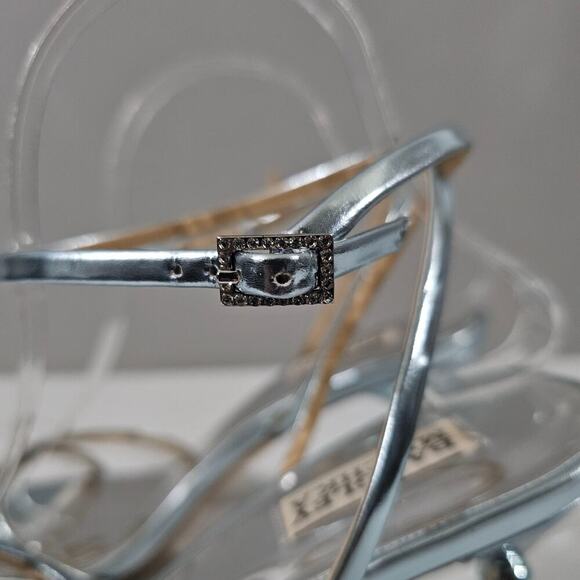 Badgley Mischka Callie Sandal Womens 10 Metallic Mint Leather Beaded Pearl Heel - Picture 3 of 15